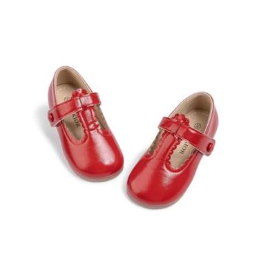 Imagem de Sapatilhas de balé Mary Jane para meninas de Natal, sapatos de princesa macios com laço para festa de casamento, uniforme escolar, caminhada casual, Natal e batismo, vermelho