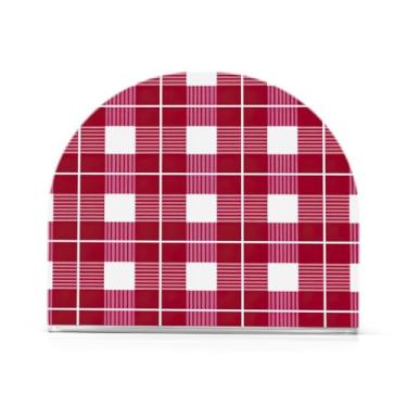 Imagem de Porta-guardanapos xadrez búfalo cor rosa para mesas, porta-guardanapos de Halloween para cozinha, porta-guardanapos de mesa, porta-guardanapos de coquetel, porta-guardanapos de papel231