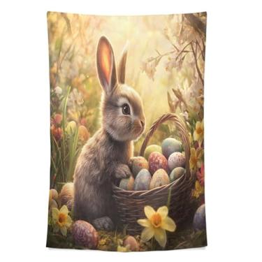 Imagem de STAYTOP Tapeçaria de parede de coelho fofo tapeçaria para decoração de casa decoração de dormitório sala de estar quarto tapete de parede (60 × 51 polegadas)