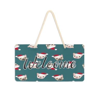 Imagem de Burbuja Placa de boas-vindas para cães de Natal para porta da frente, placa de boas-vindas de PVC para decoração de férias de casa de fazenda, 15 x 28 cm