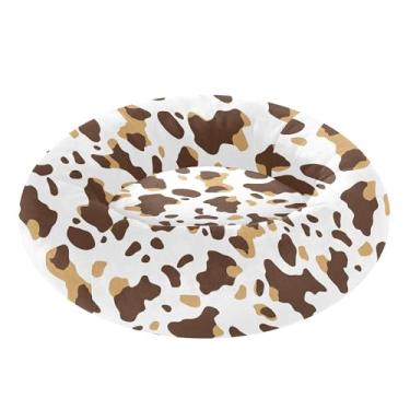 Imagem de SEHANY Cama de cachorro com estampa de vaca marrom, removível e lavável, pequena, redonda, cama de gato fofa, super macia, confortável para animais de estimação com fundo antiderrapante para cães