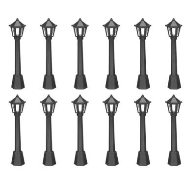 Imagem de 12 Pcs Black Mini Miniature Street Light Model, Railway Train Post Lamps Light Poles for Outside, Fairy Garden Lighting Accessories, Black Lamp Outdoor Pathway Lantern Post Accessories