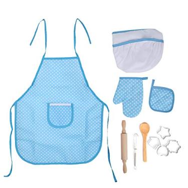 Imagem de SIWOTED DIY Kid Cooking Baking Set Cozinha Role Play Avental Crianças Cozinhando Brinquedos Presente (blue dot)