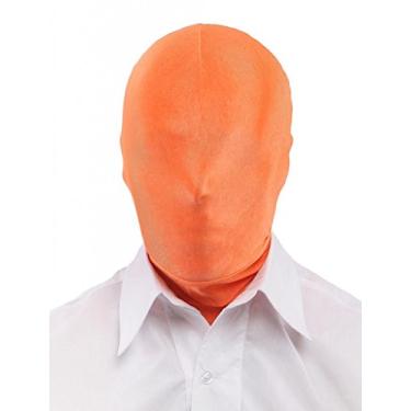 Imagem de Howriis Máscara masculina e feminina de elastano Zentai Hood para fantasia de Halloween (laranja brilhante, tamanho único)