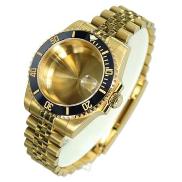 Imagem de FEIYASHI Caixa de relógio de aço SUB Diver dourada de 40 mm com vidro de cristal de safira para movimento NH35/34/36 Miyota8215 ETA2824, Tampa inferior sólida 3, For Miyota8215 8205 Movement, Caixa de