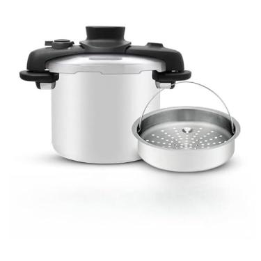 Imagem de Panela de pressão de aço inoxidável com fundo triplo de 7 litros