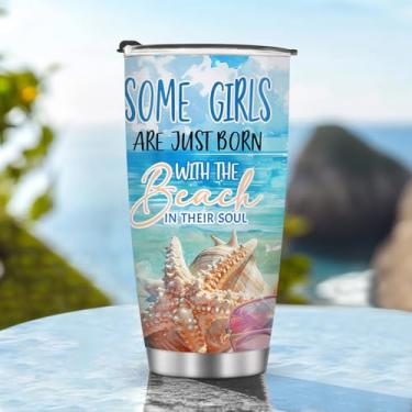 Imagem de Copos isolados de 623,7 g Caneca Copo Elegante Aniversário Presentes de Natal para Mulheres Mãe Meninas Acessórios Essenciais de Viagem Essenciais Deve Ter Alça Fria Gelado Shell Praia Stype