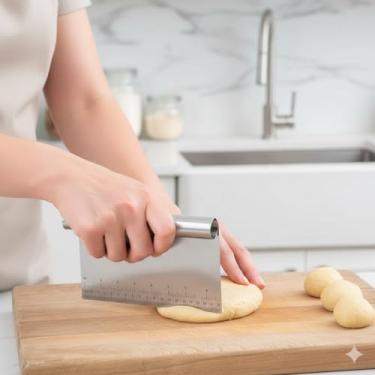 Imagem de Espátula Inox Cortador Raspador 22cm com Régua para Massas e Confeitaria