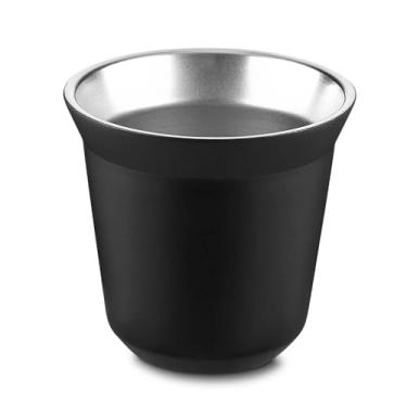 Imagem de Copo Térmico Premium para Café Espresso, Aço Inox Dupla Parede, Preto, 40ml, Interior 304, Exterior 201, Design Moderno