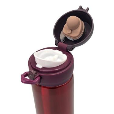 Imagem de Garrafa Térmica de Aço Inox 500ml com Tampa de Segurança, Vermelho, Mantém Bebidas Geladas por 10 Horas e Quentes por 8 Horas