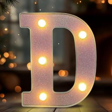 Imagem de Letreiro de LED com letra D iluminado, letra alfabeto iluminado para decoração de casa, decorações de festa de casamento de aniversário - D rosa