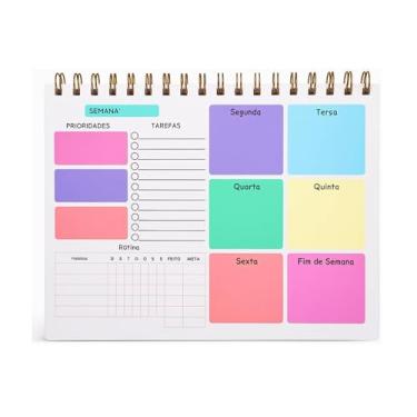 Imagem de Planner Semanal Com Espiral Dourado Capa Protetora Em Acetato 50 Folhas 19 cm x 24,5 cm
