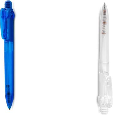 Imagem de Genérico Caneta Esferográfica Retrátil, Plástico Translúcido, Grip Emborrachado, Ponta Touch Screen, Escrita Azul, 14,5cm, Estilo Moderno, para Escritório (Azul e Transparente)