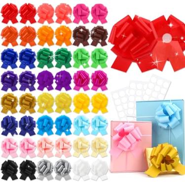 Imagem de 48 peças grandes laços de laço de presente para presente deformação de Natal arco urdidura festa aniversário casamento laços de organza bicicletas caixas de aniversário decorações de flores dia dos