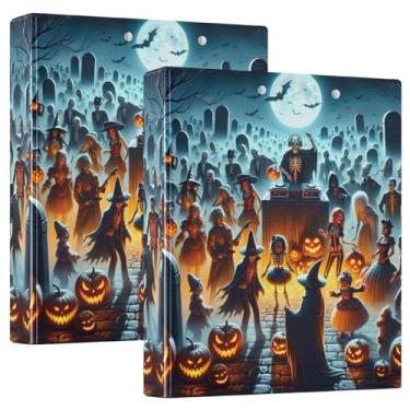 Imagem de Fichário de festa de dança de Halloween no cemitério campus com pasta de bolso com prancheta, pacote com 2 pastas de arquivo de escritório