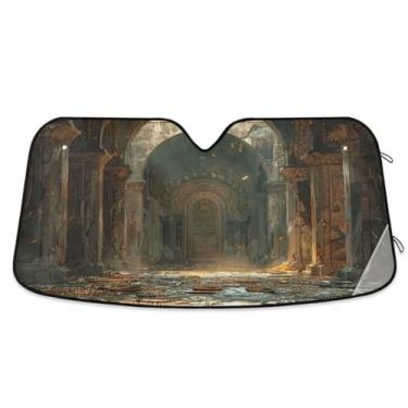Imagem de Guarda-sol interior do carro do templo antigo para-brisa proteção UV janela frontal do carro guarda-sol mantém o veículo fresco pequeno
