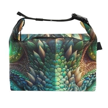 Imagem de TSENQUE Lancheira feminina de dragão personalizada com olhos grandes com flores fofas para o trabalho, bolsa térmica térmica para o trabalho