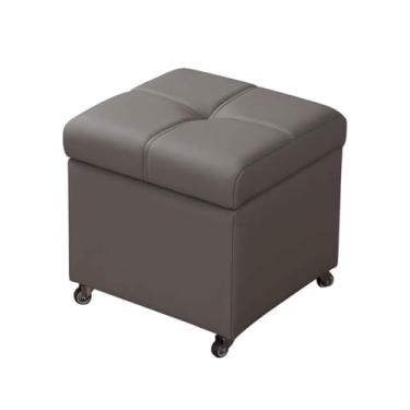 Imagem de Banqueta Para Pés Banqueta Para Pés Assento De Pufe Com Armazenamento Pufe Quadrado Banquinho Portátil Para Sala De Estar Quarto Espaço Pequeno Com Polias(Medium grey,40cm/15.7in)