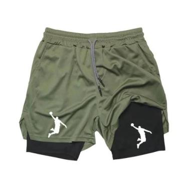 Imagem de Shorts De Basquete Masculinos Em Malha, Ajustados, Dupla Camada, Roupa