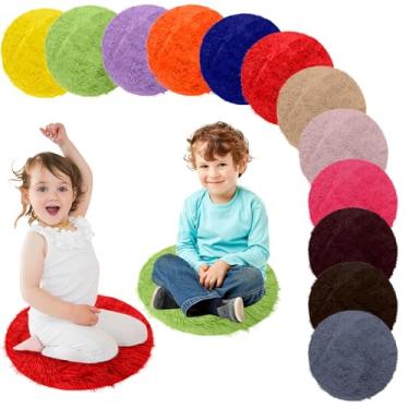 Imagem de Reyox 12 peças de círculos de carpete para sala de aula, almofadas antiderrapantes macias para atividades em grupo, áreas marcadoras, várias