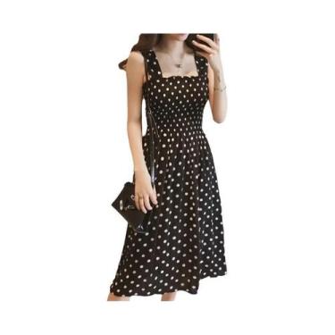 Imagem de Vestido De Verão Feminino Sem Mangas Com Estampa De Poá Costas Descobe