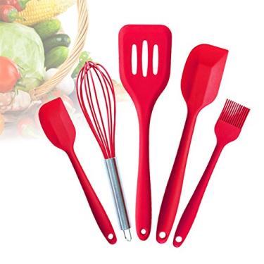 Imagem de Funnytoday365 Conjunto de 5 peças Um kit de utensílios de cozinha de silicone aprovado para cozinha com revestimento higiênico Lxy9