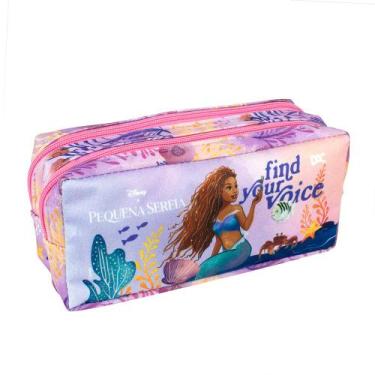 Imagem de Estojo Escolar Grande Duplo em tecido com ziper  Pequena Sereia Ariel 