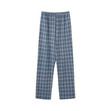 Imagem de Calças De Pijama De Algodão Para Adultos, Estilo Xadrez, Confortáveis 