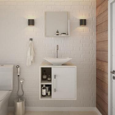 Imagem de Conjunto Balcão C-cuba L38 E Espelheira Soft 500 Snow Snow C-branco Chess