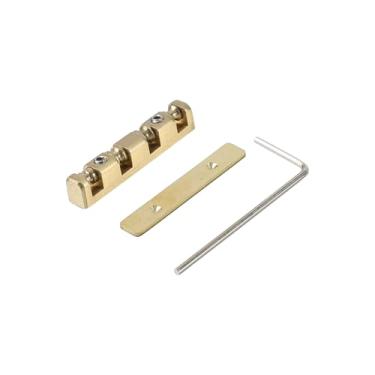 Imagem de OVSAL Porca para baixo, porca de rolo de latão, 38 mm, porca de baixo ajustável, 4 cordas, peças de reposição para guitarra baixo elétrica