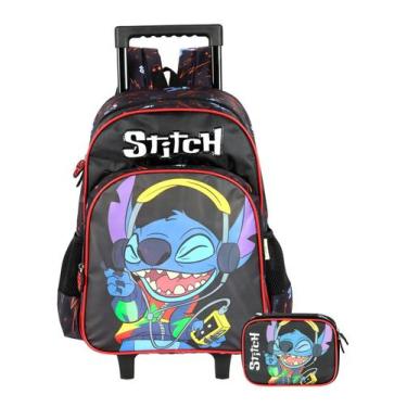 Imagem de Kit Lilo Stitch Mochila Rodas + Estojo Box Menino Original - Luxcel, p
