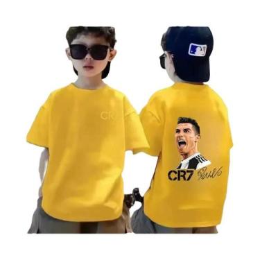 Imagem de Camiseta De Algodão Respirável Para Meninos Verão CR7 Estampa Legal Mo