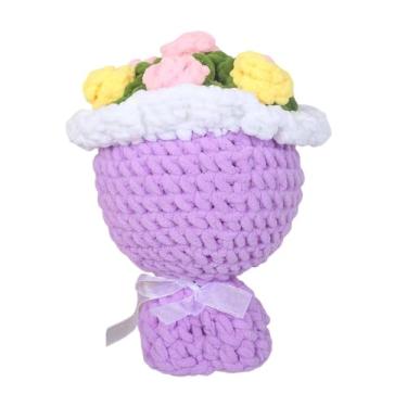 Imagem de WeiLaiKeQi Buquê de flores tricotadas, presente de Dia dos Namorados para namorada, flores artificiais decorativas para aniversário, esposa ou mãe, Roxo