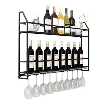 Imagem de Suporte de parede europeu para armazenamento de cozinha, suporte de parede de metal independente | LOFT Vintage prateleira de parede rack de armazenamento montado na parede | Suporte de garrafa de