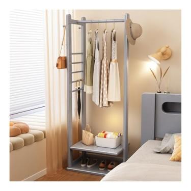 Imagem de Cabide de canto de madeira maciça para corredor piso quarto cabide de roupas domésticas rack de canto pequeno rack de casaco de apartamento rack de armazenamento suporte de chapéu (cinza)