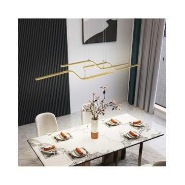 Imagem de Luminária pendente LED regulável com controle remoto, ideal para sala de jantar, sala de estar ou bar. Modelo BD412, 120 cm de comprimento, 45 W, design moderno, lustre para mesa de jantar (