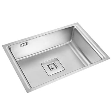 Imagem de HHHJQFAAT Pias de barra de aço inoxidável retangular tigela única pia de vegetal interior grande capacidade multifunções bar pias melhoria da casa