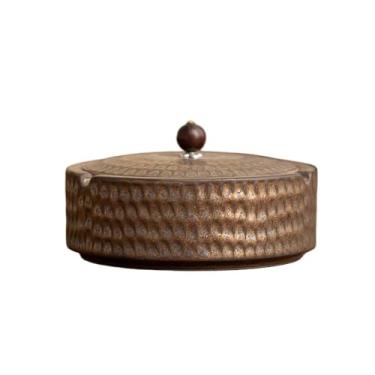 Imagem de Porta-cinzas Cinzeiro com tampa retrô para sala de estar, escritório, mesa centro, enfeites metal