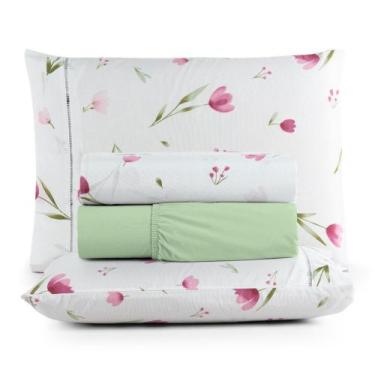 Imagem de Jogo de Lençol King 4 Peças Estampado 100% Algodão 180 Fios Premium - 