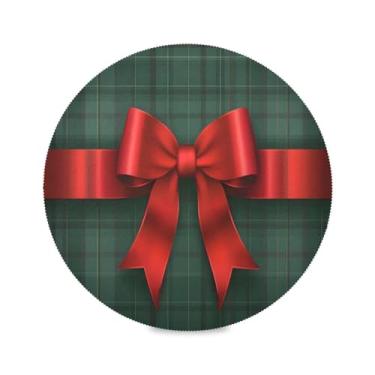 Imagem de STAYTOP Jogo americano redondo de Natal com gravata borboleta 6 peças, tapetes de mesa antiderrapantes fáceis de limpar para casa, cozinha, churrasco, festa, decoração de mesa