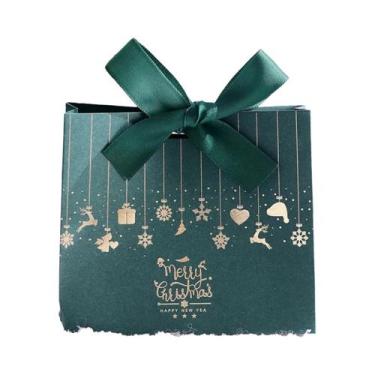 Imagem de Caixa De Presente De Natal Com Padrão De Trenó Do Papai Noel E Renas, 