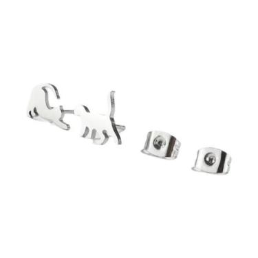 Imagem de Brincos De Gato Em Aço Inoxidável Para Mulheres, Joias De Piercing Par