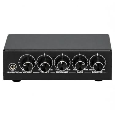 Imagem de Pré-amplificador Estéreo Preamp Mixer de Som 3 Canais com Ajustador Grave Médio Agudo Entrada Vias 5mm 6 Interface Saída Carregamento USB 5V Resposta em Frequência 20Hz-20KHz SNR 107dB Baixa Distorção