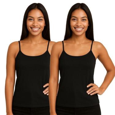 Imagem de Kit 2 Blusas Regata Feminina de Alcinha Lisa-Feminino
