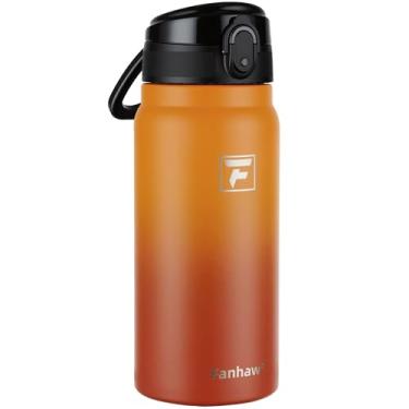 Imagem de Fanhaw Garrafa de água isolada de aço inoxidável de 590 ml com tampa – boca larga, à prova de vazamento, livre de BPA – ideal para crianças, adultos, esportes, academia e uso ao ar livre (laranja