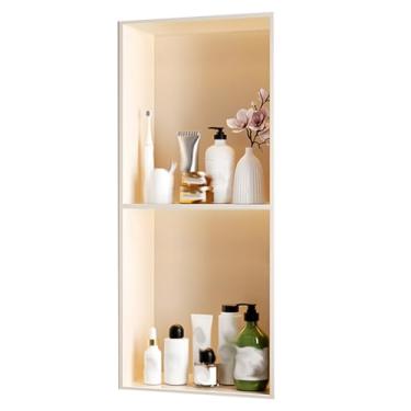 Imagem de Nicho de aço inoxidável sem necessidade de azulejos Nichos com prateleiras Nichos de armazenamento de banheiro Prateleira de chuveiro embutida adequada para sala de estar cozinhas áreas públicas (cor