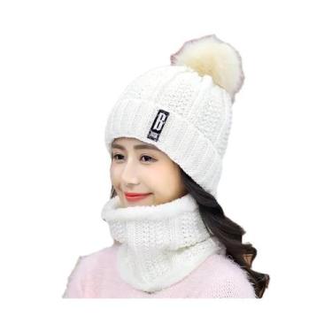 Imagem de Conjunto De Gorro E Cachecol De Inverno Feminino Em Tricô Grosso E Que