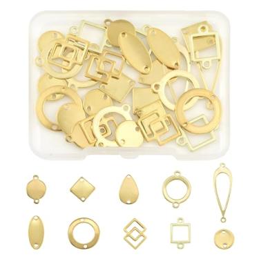 Imagem de MakemadeDIY 30 peças sortidas pingentes quadrados de losango com lágrima dourada para fabricação de joias de aço inoxidável liga de latão amuletos para pulseiras faça você mesmo, colares, brincos