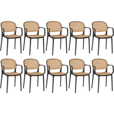 Imagem de Kit 10 Cadeiras de Jantar Roma Prática com Braços para Sala e Cozinha 