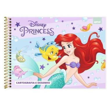Imagem de Princesas Caderno Cartografia e Desenho Capa Dura Ariel 48 fls Spiral